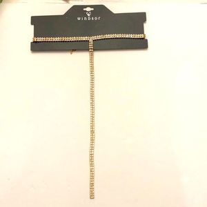 Rhinestone Gold color double row choker brand new